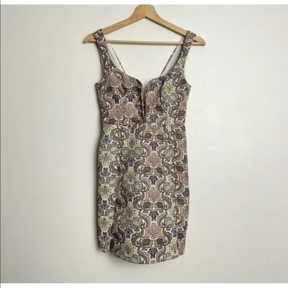 For Love and Lemons Ivory Floral Brocade Tapestry Lined Mini Dress